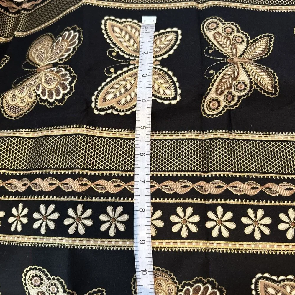 Metallic Lace Dover Hill Benartex Gold Floral Butterfly Cotton Quilting Fabric